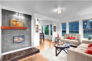 Staged modern wallingford living room in seattle, WA by seattle staged to sell