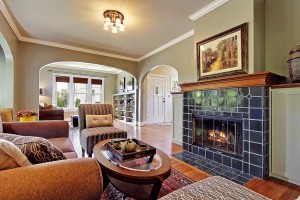 Queen Anne Staged living room with old charm