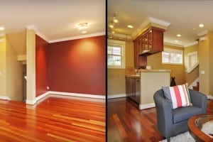 Staging a Modern townhouse in Queen Anne, Seattle WA Open floor space are harder for home buyers to visualize.