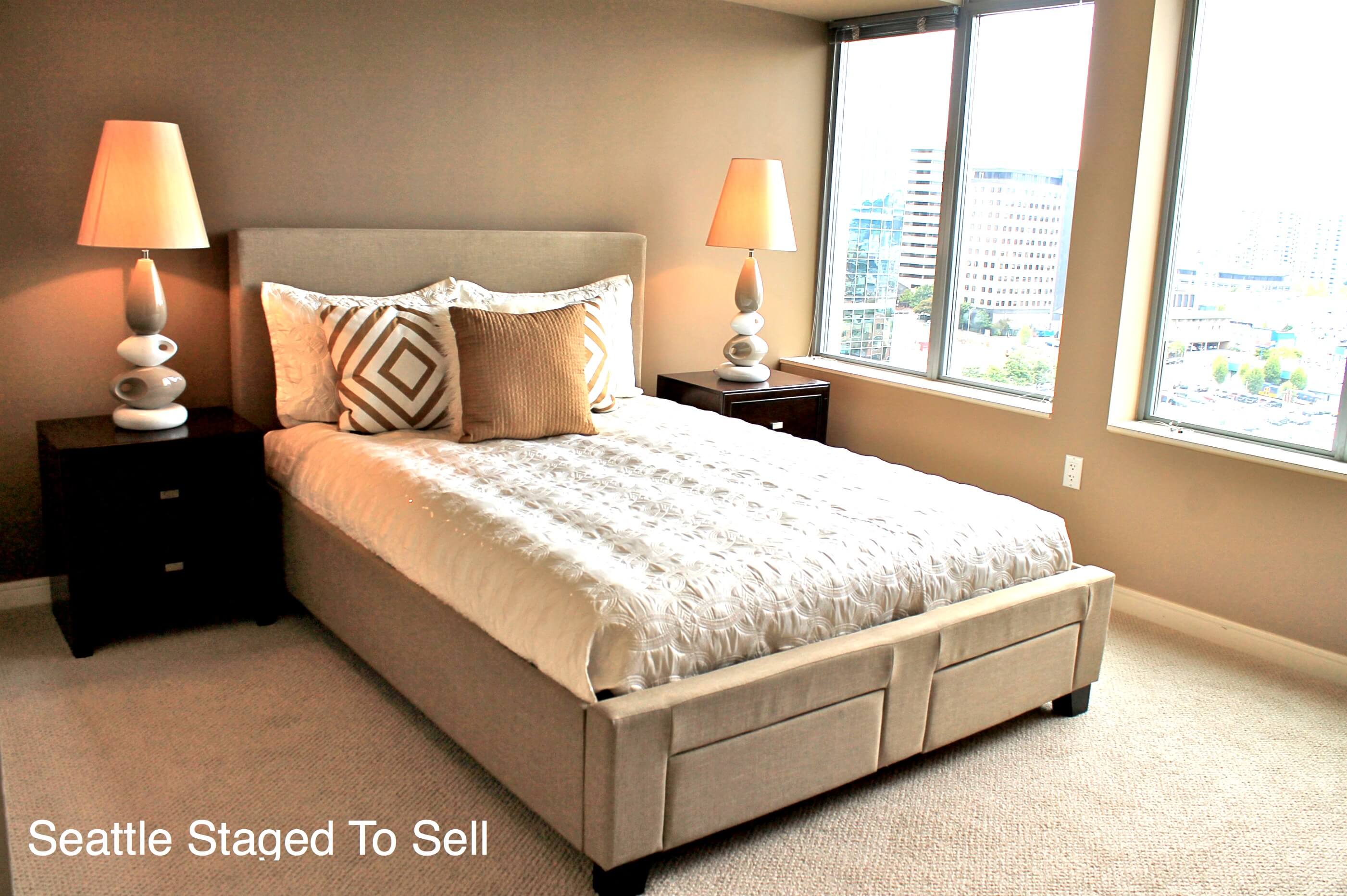 downtown condo staged bedroom
