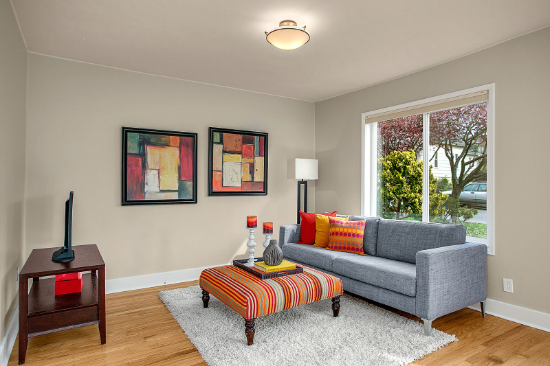 staged ballard house living room