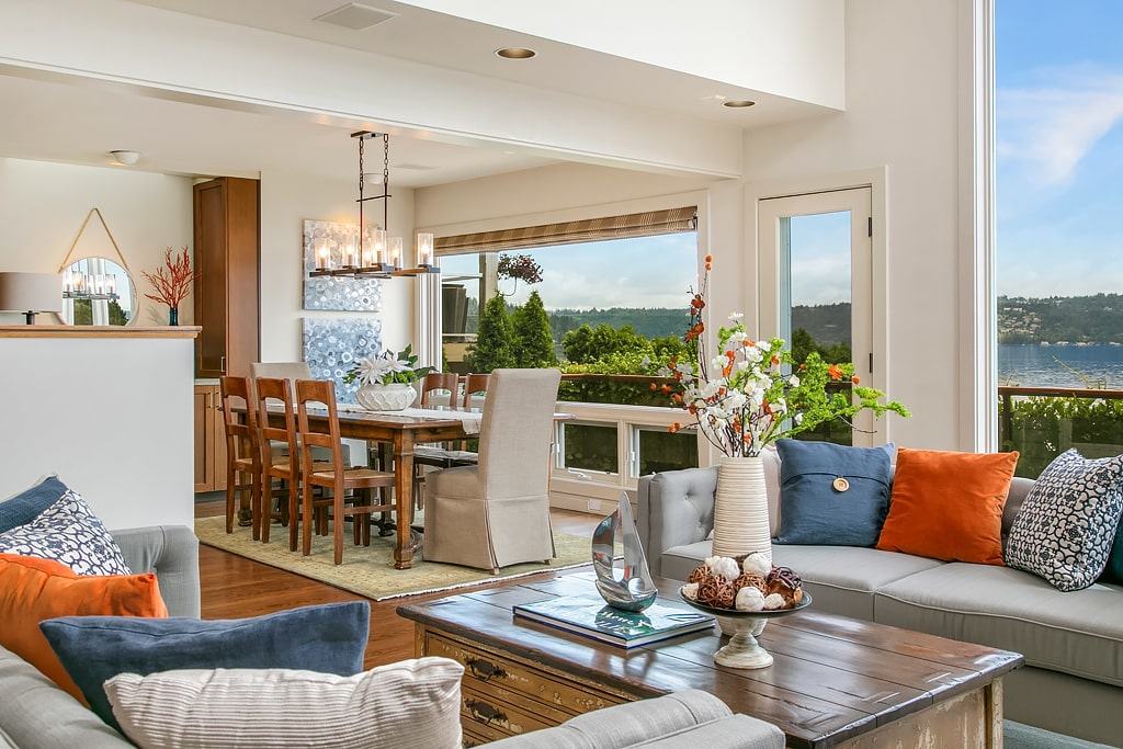 Living Room Waterfront Bellevue Property Lake View Water View Lake Sammamish Bellevue