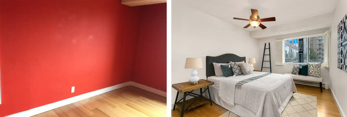 Investing in staging before & After photo for Capitol Hill Condo Seattle