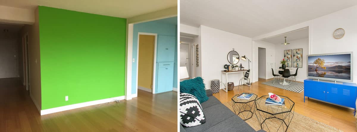 Investing in staging before & After photo for Capitol Hill Condo Seattle