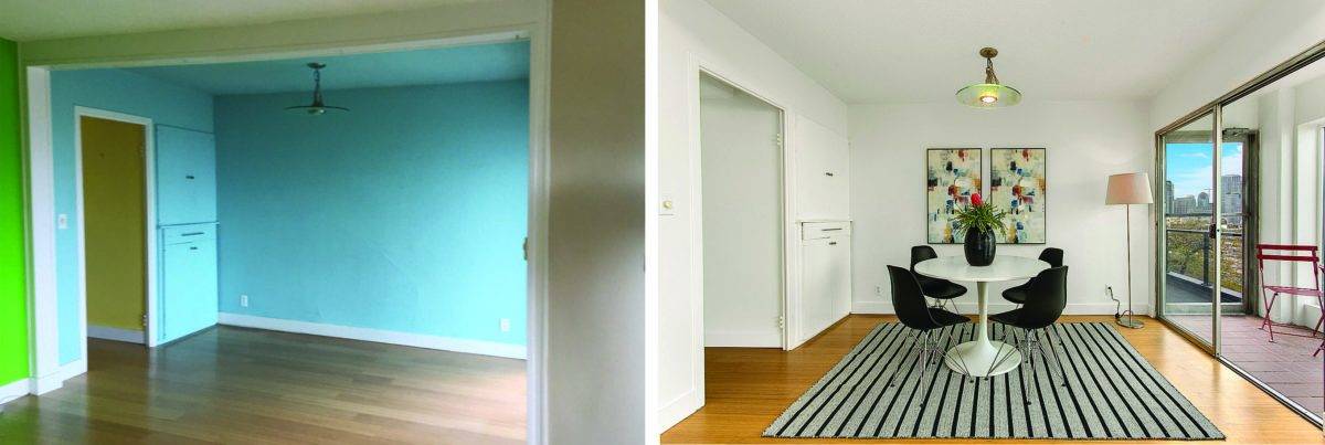 Investing in staging before & After photo for Capitol Hill Condo Seattle