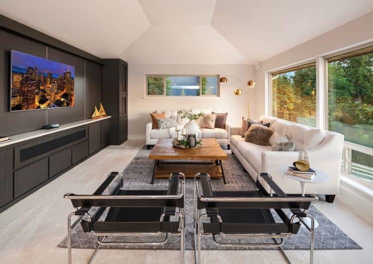 Staged Bellevue Home Living Room Design