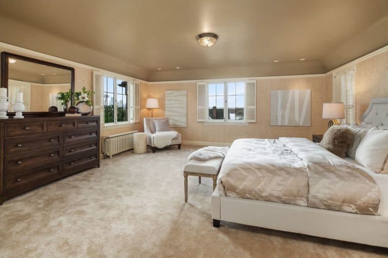 Seattle Highland Drive mansion staged master bedroom