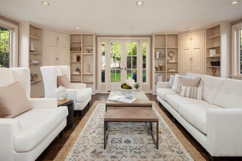 Seattle Highland Drive mansion transitional living room design