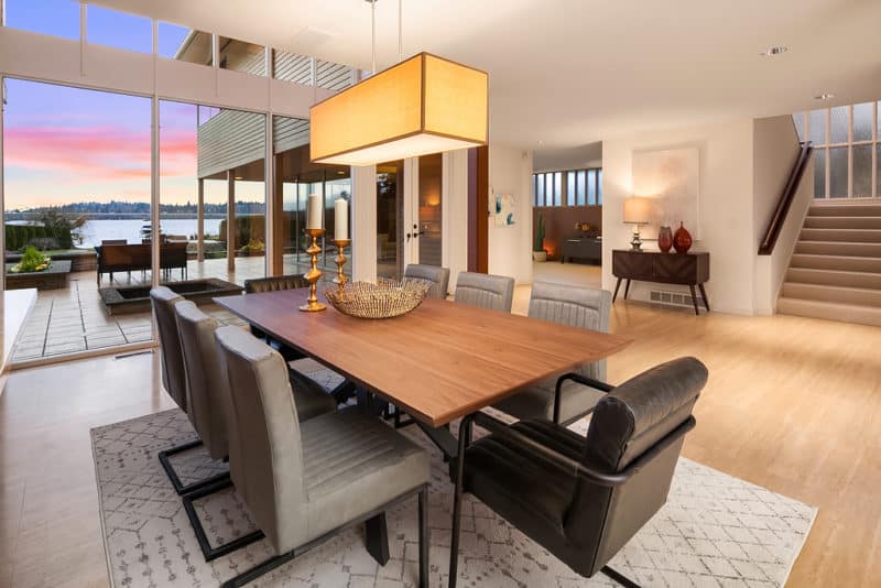 Midcentury Laurelhurst luxury home's staged dining room