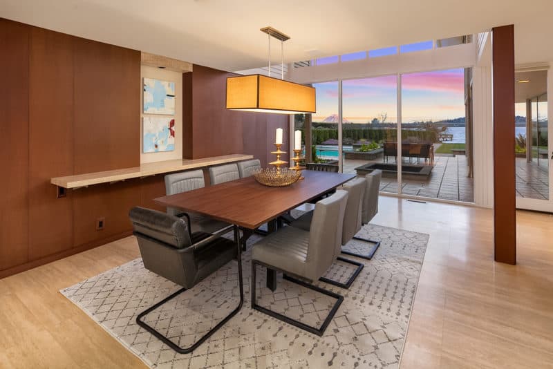 Midcentury Laurelhurst luxury home's staged dining room