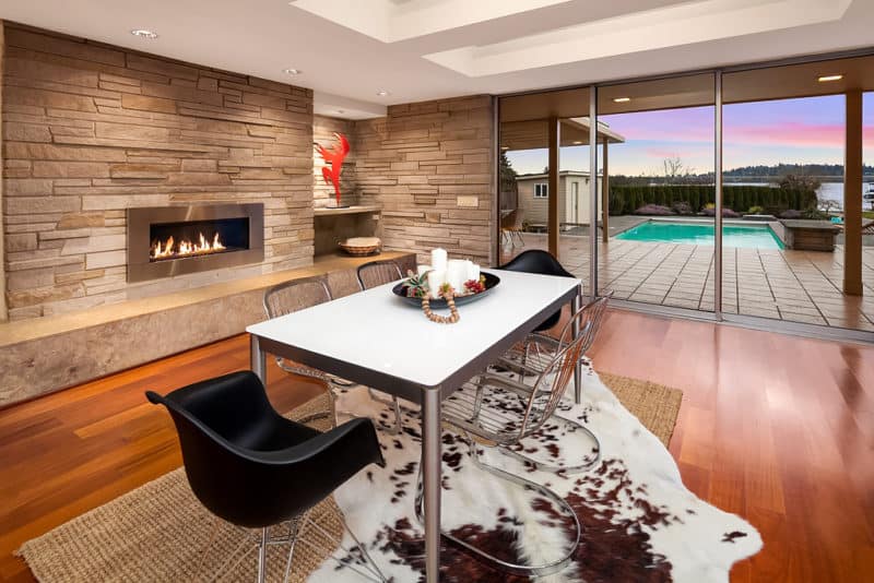 Midcentury Laurelhurst luxury home's staged dining area