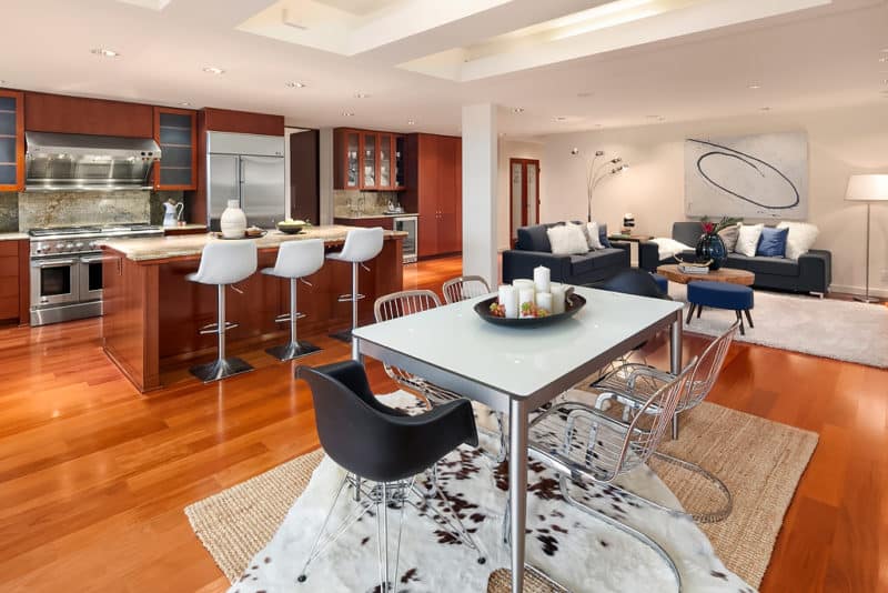 Midcentury Laurelhurst luxury home's open floor plan