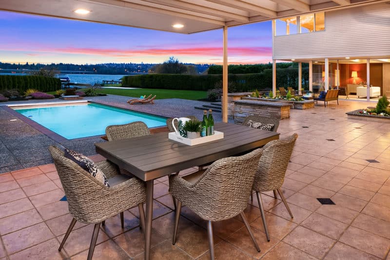 Midcentury Laurelhurst luxury home's outdoor dining area