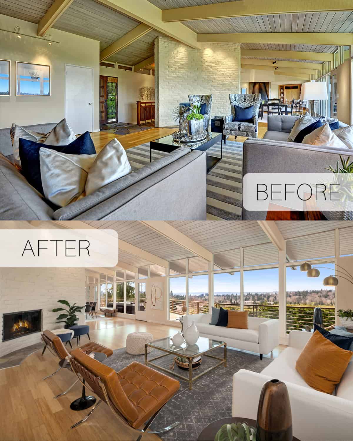 Before and after staging photos by seattle staged to sell