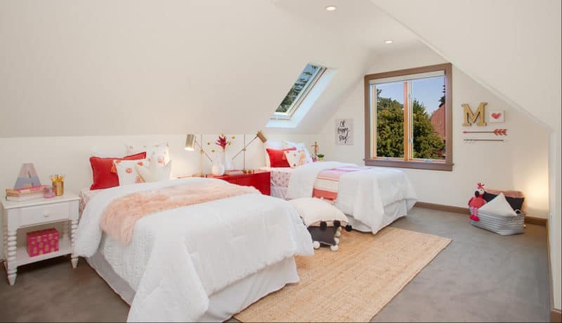 staged attic conversion bedroom