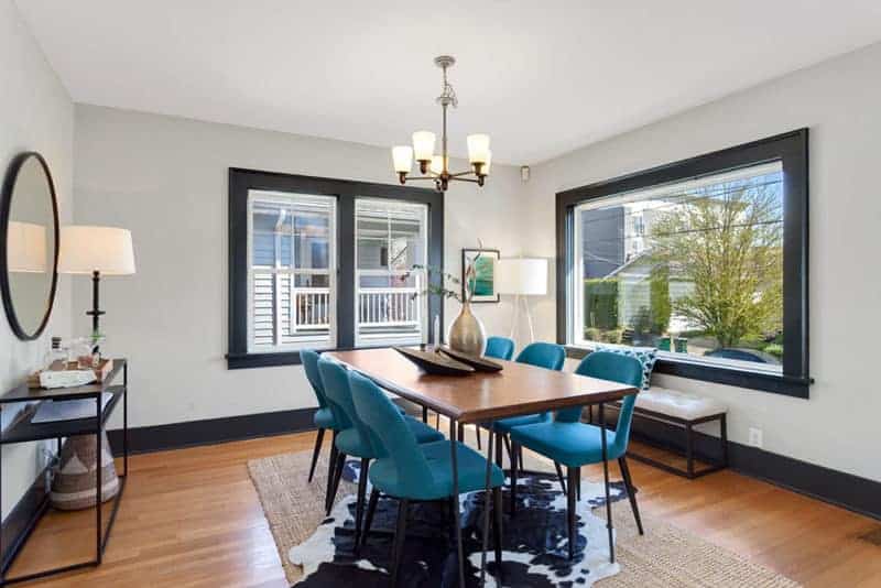 staged dining room in craftsman home