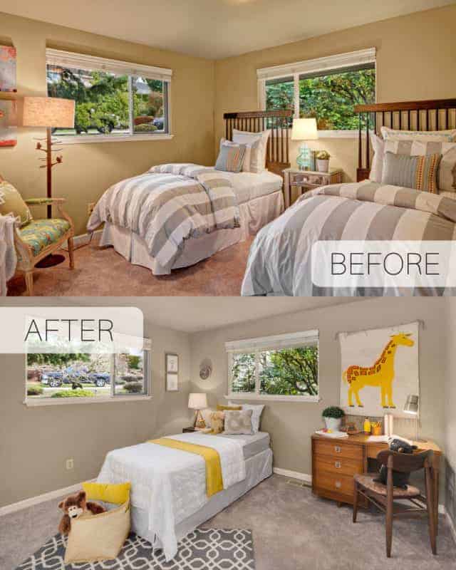 Before & After Photo Midcentury Staging