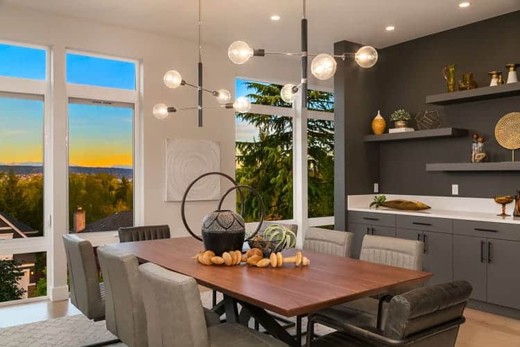 staged contemporary style dining room 