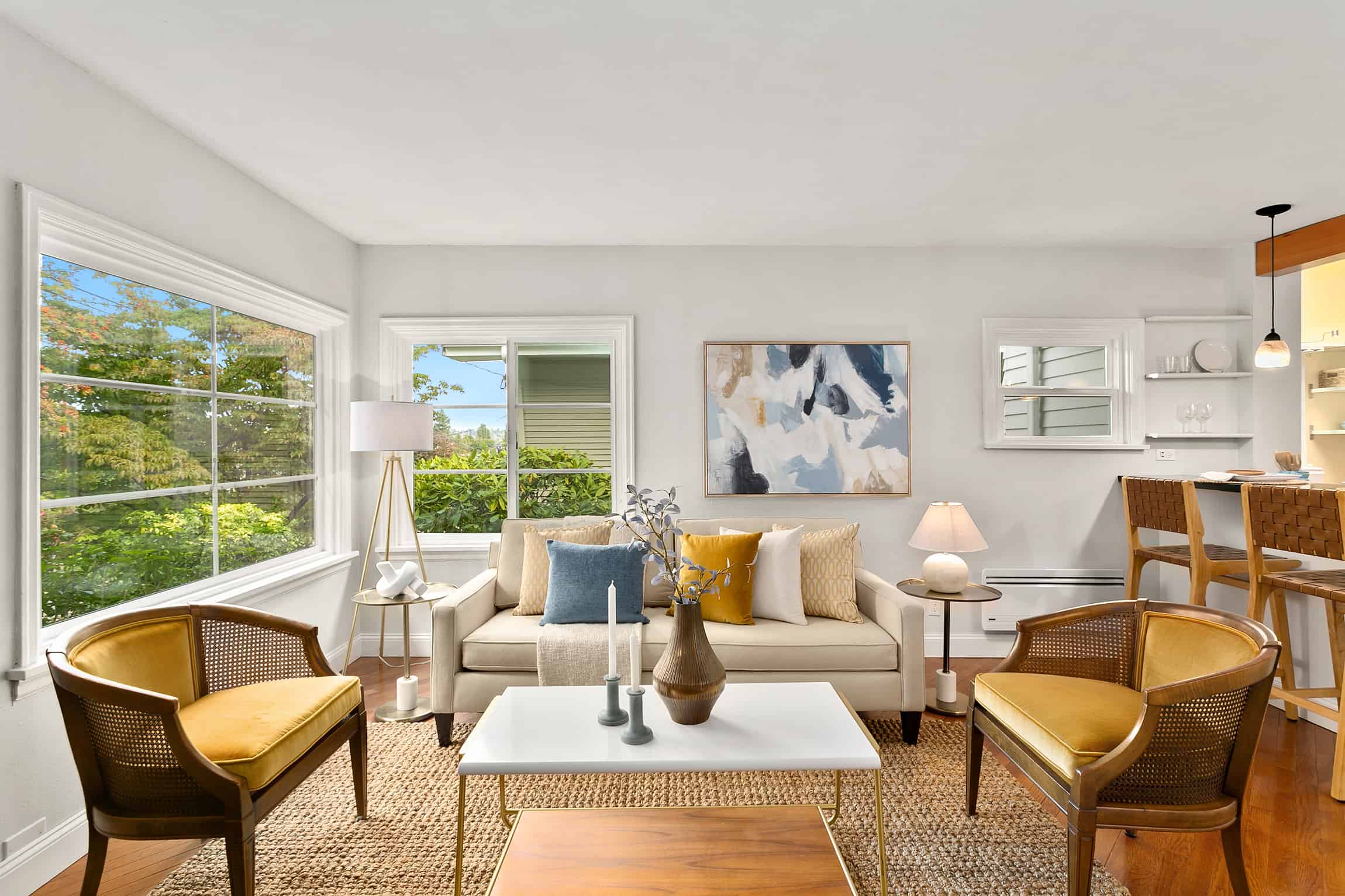 Elegant living room decor in craftsman home