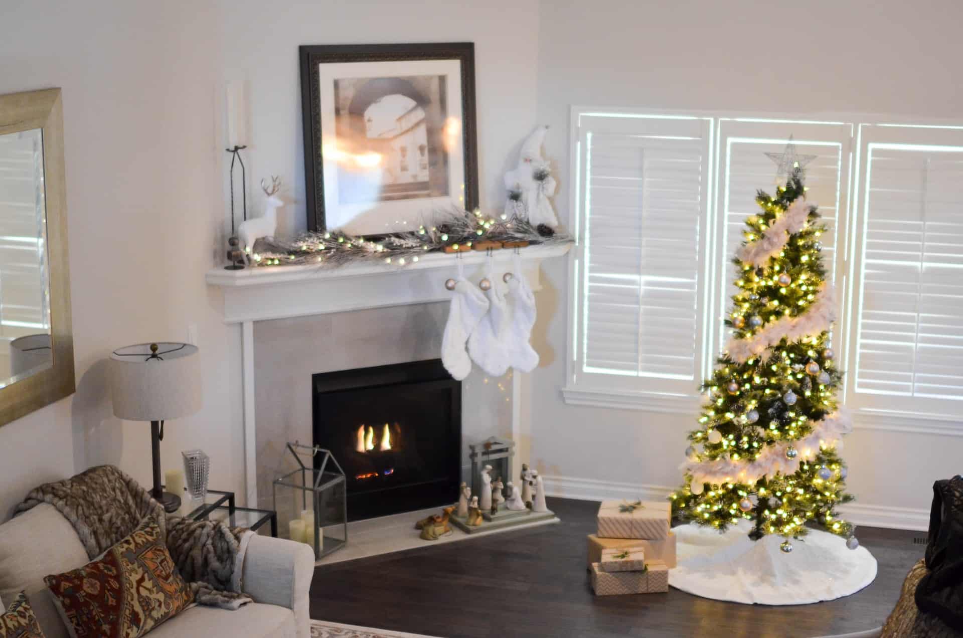 one of the classy ways to decorate your home for Christmas is to add silver accents like in this room