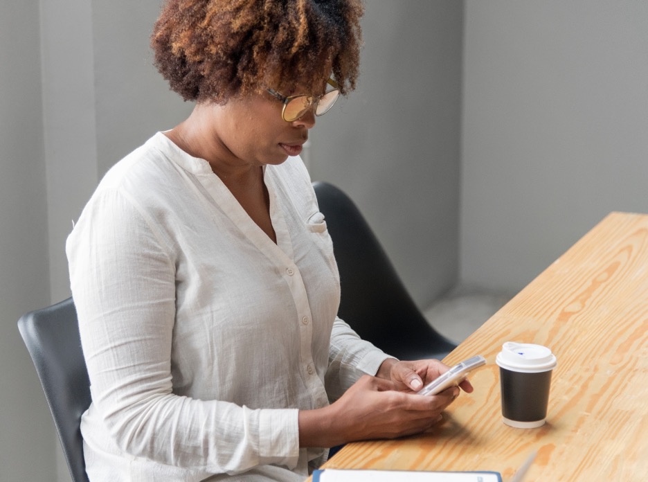 smart technology woman holding smart phone