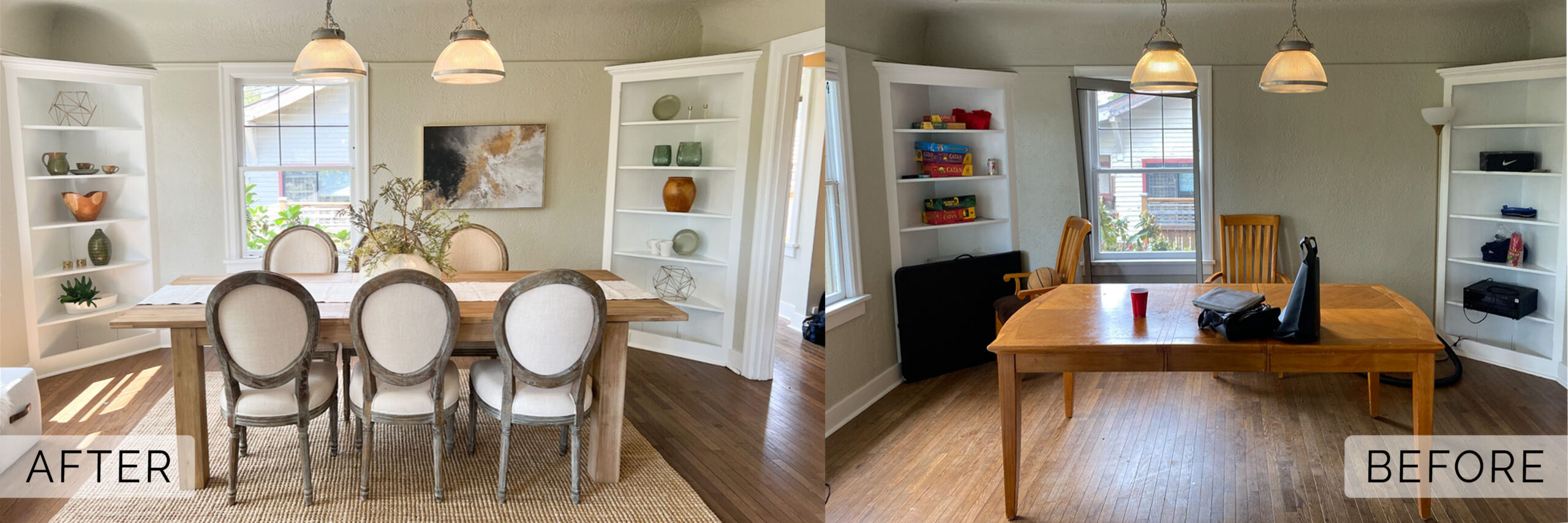 before and after dining room home staging