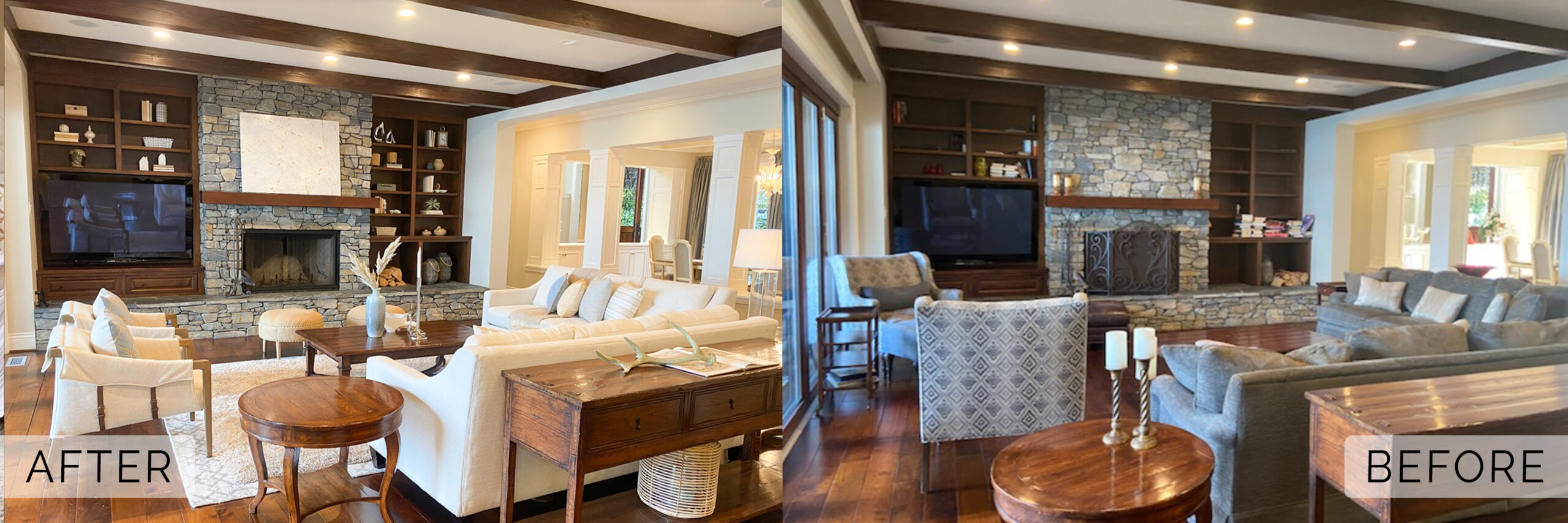 before and after photo of transitional design