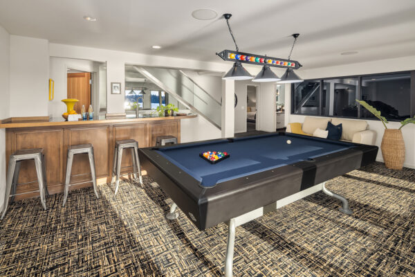 home bar with pool table